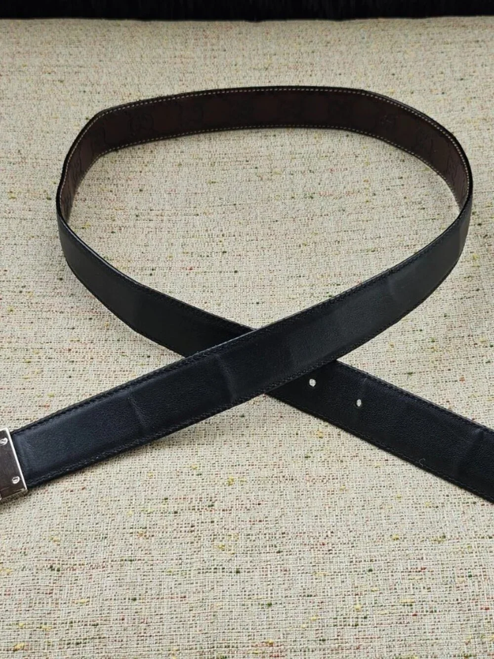 Vintage Gucci Belt Reversible Brown/Black Genuine Leather Pin Buckle Made Italy
